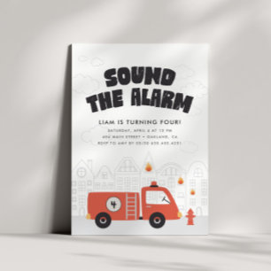 Invitación Fiesta de cumpleaños del motor del bombero de los