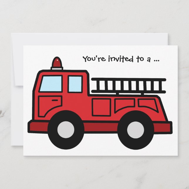 Invitación Fiesta de cumpleaños del muchacho del Firetruck (Anverso)