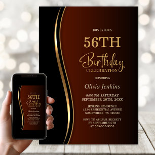 Invitación Fiesta de cumpleaños del Naranja Black Gold Burn