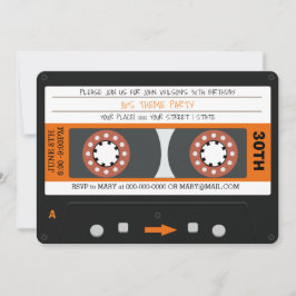 Invitación Fiesta de cumpleaños del naranja Cassette Tape Ret