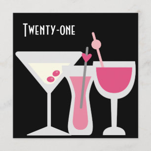 Invitación Fiesta de cumpleaños del negro rosado de la mujer