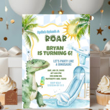 Fiesta de cumpleaños del niño azul con dinosaurio