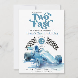 Invitación Fiesta de Cumpleaños del Niño Azul de Dos Carreras