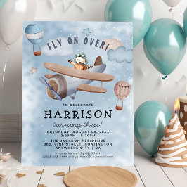 Invitación Fiesta de Cumpleaños del Niño con Avión de Acuarel