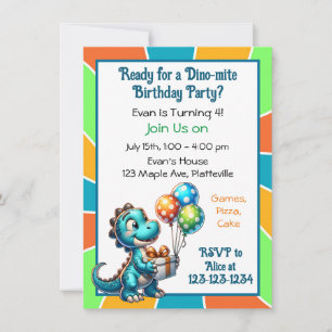 Invitación Fiesta de cumpleaños del niño con temática de dino