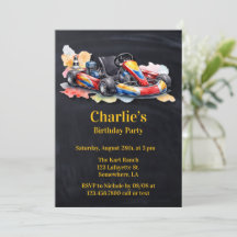 Fiesta de Cumpleaños del Niño de Kart con Acuarela