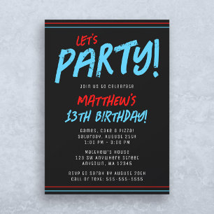 Invitación Fiesta de cumpleaños del niño de las líneas rojas