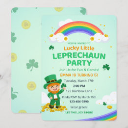Invitación Fiesta de Cumpleaños del Niño del Arcoíris Duende 