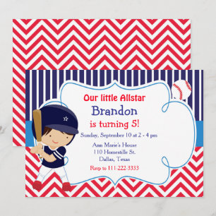 Invitación Fiesta de cumpleaños del niño del béisbol Cute Bru