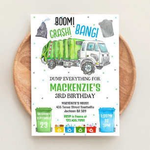Invitación Fiesta de cumpleaños del niño del camión de basura