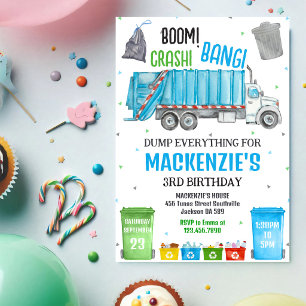 Invitación Fiesta de cumpleaños del niño del camión de basura