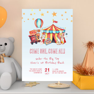 Invitación Fiesta de Cumpleaños del Niño del Circo 1er Cumple