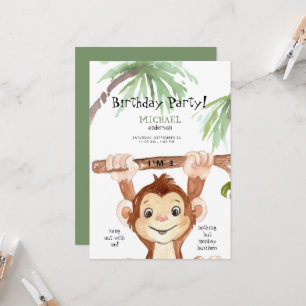 Invitación Fiesta de Cumpleaños del Niño del Mono de la Jungl