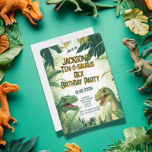 Invitación Fiesta de Cumpleaños del Niño Dino Ten-o-saurus Re