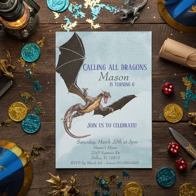 Invitación Fiesta de Cumpleaños del Niño Dragón Serpiente (Subido por el creador)