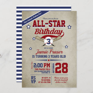 Invitación Fiesta de cumpleaños del niño en el béisbol