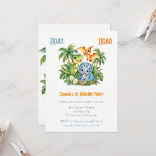 Invitación Fiesta de cumpleaños del niño en la jungla de dino