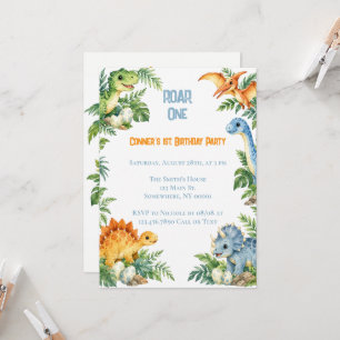 Invitación Fiesta de cumpleaños del niño en la jungla de dino