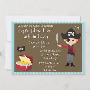 Invitación Fiesta de cumpleaños del niño pirata del Personali