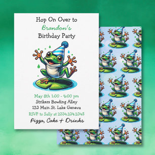 Invitación Fiesta de cumpleaños del niño rana bailando lindo 