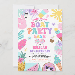 Invitación Fiesta de cumpleaños del Océano Atlántico en Bote
