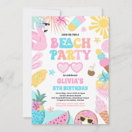 Invitación Fiesta de Cumpleaños del Océano de Verano en Playa