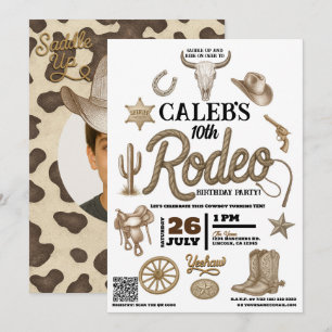 Invitación Fiesta de cumpleaños del oeste Rodeo Vintage Occid