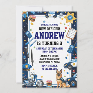 Invitación Fiesta de Cumpleaños del Oficial de Policía Digita