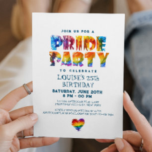 Invitación Fiesta de cumpleaños del orgullo por las letras de