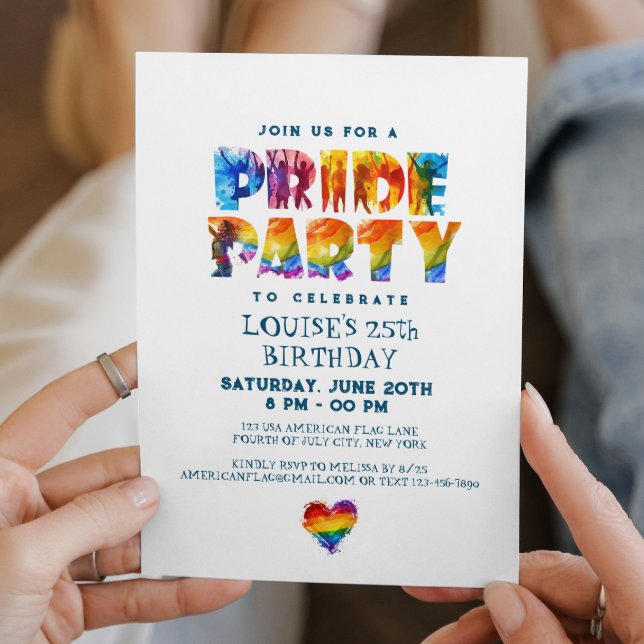 Invitación Fiesta de cumpleaños del orgullo por las letras de (Subido por el creador)