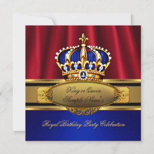 Invitación Fiesta de cumpleaños del oro azul de la Reina Roja