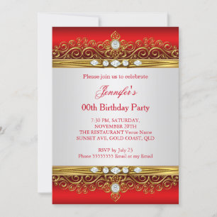 Invitación Fiesta de cumpleaños del oro blanco del oro rojo r