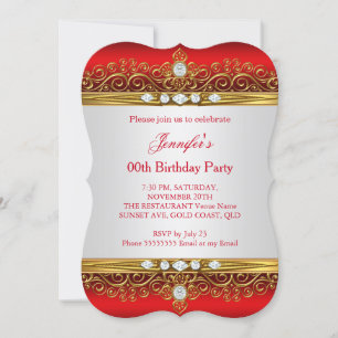 Invitación Fiesta de cumpleaños del oro blanco del oro rojo r