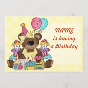 Invitación Fiesta de cumpleaños del oso de peluche