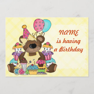 Invitación Fiesta de cumpleaños del oso de peluche