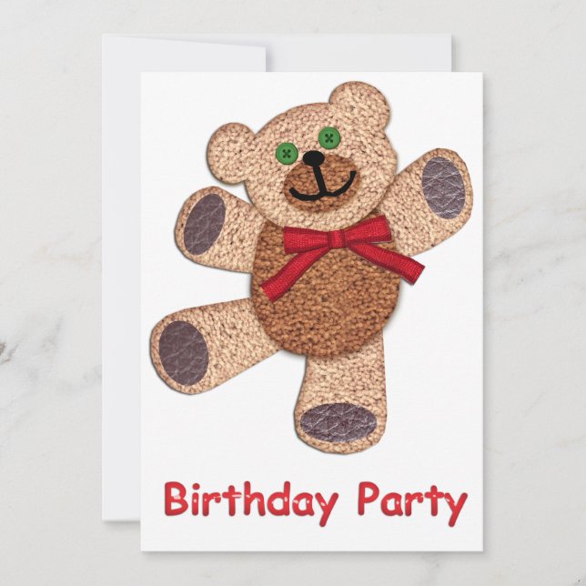 Invitación Fiesta de cumpleaños del oso de peluche del baile (Anverso)