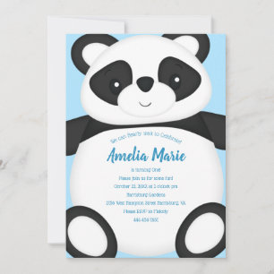 Invitación Fiesta de cumpleaños del oso Panda Azul
