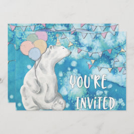 Invitación Fiesta de cumpleaños del oso polar de invierno