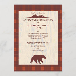 Invitación Fiesta de cumpleaños del Oso y la Montaña Rustic