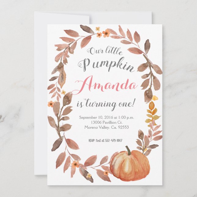 Invitación Fiesta de cumpleaños del otoño de la calabaza rusa (Anverso)