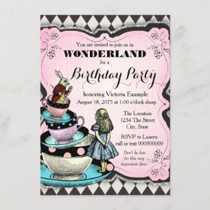 Invitación Fiesta de cumpleaños del país de las maravillas