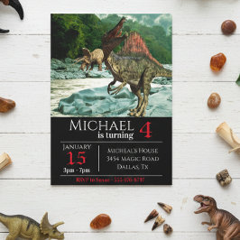 Invitación Fiesta de cumpleaños del paisaje del dinosaurio Sp