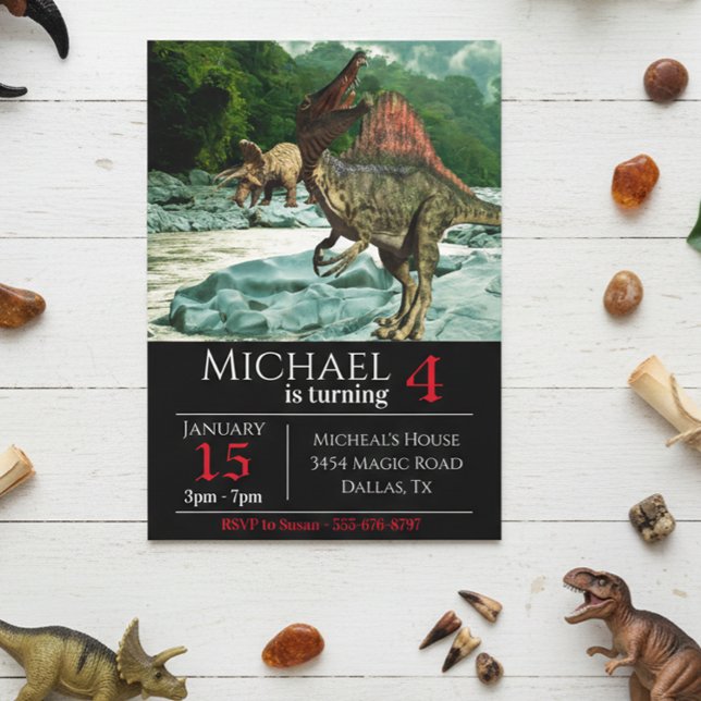 Invitación Fiesta de cumpleaños del paisaje del dinosaurio Sp (Subido por el creador)