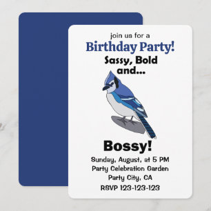 Invitación Fiesta de cumpleaños del pájaro arrendajo azul des