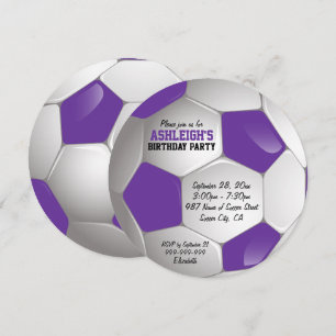 Invitación Fiesta de cumpleaños del partido de fútbol morado 