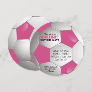 Invitación Fiesta de cumpleaños del partido de fútbol rosa y