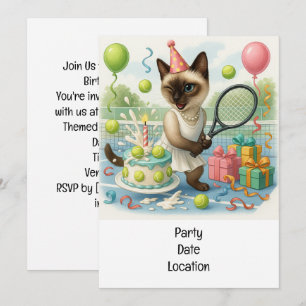 Invitación Fiesta de cumpleaños del partido del gato del teni