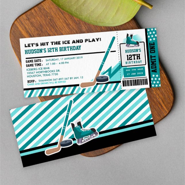 Invitación Fiesta de cumpleaños del pase de hockey sobre hiel (Subido por el creador)