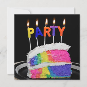 Invitación Fiesta de cumpleaños del pastel de arcoiris