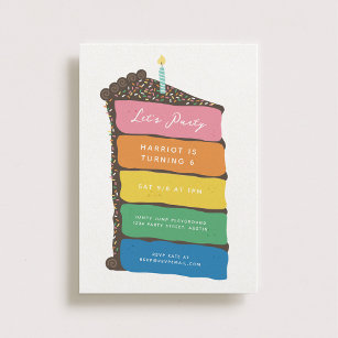 Invitación Fiesta de cumpleaños del pastel de capa de arcoiri